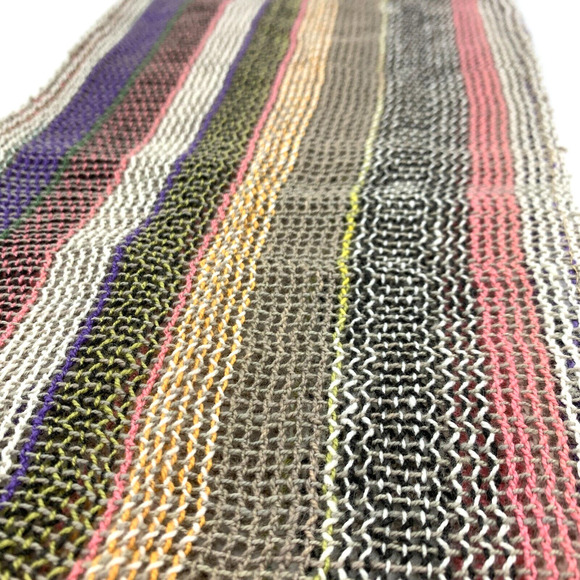 Vintage Jeffrey Lawrence Bentley Open Weave Boho Stripe Neck Scarf 7" x 76" - Picture 3 of 7